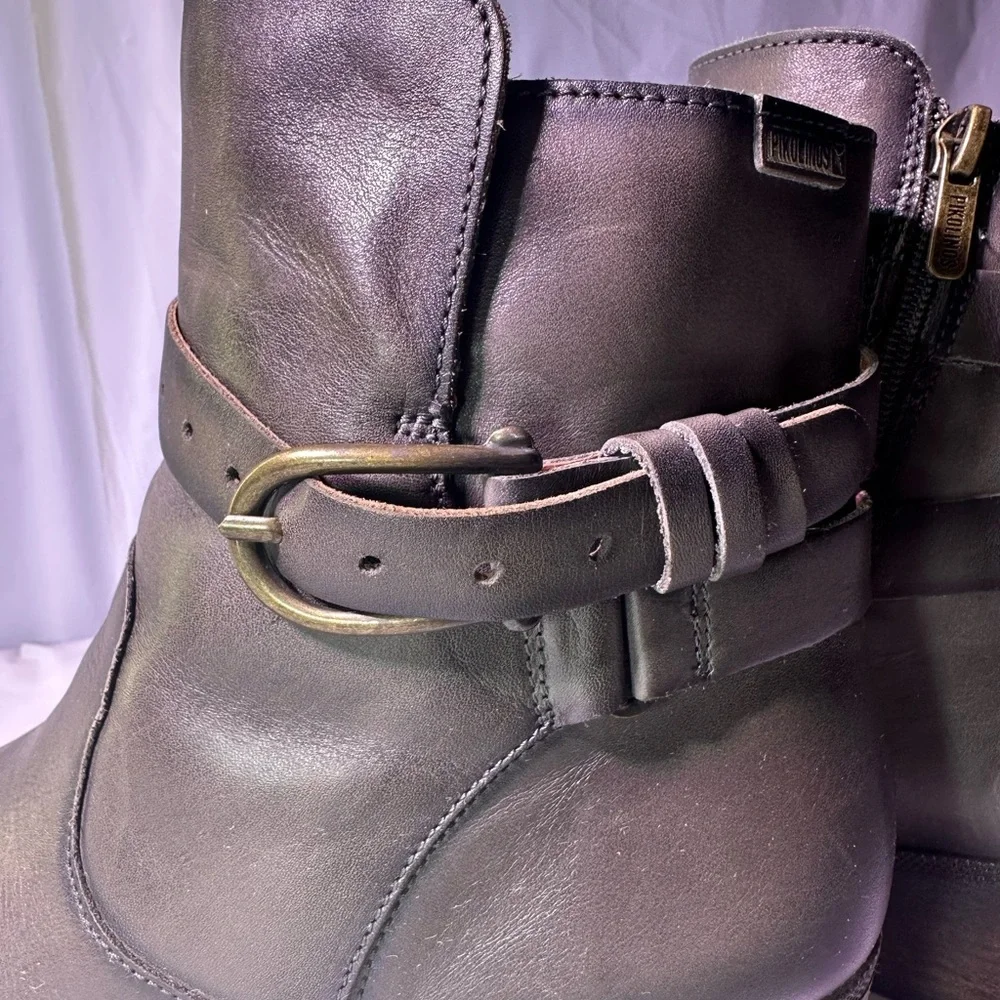 Pikolinos Dark Brown Leather Ankle Boots with Buckle - Picture 16 of 16